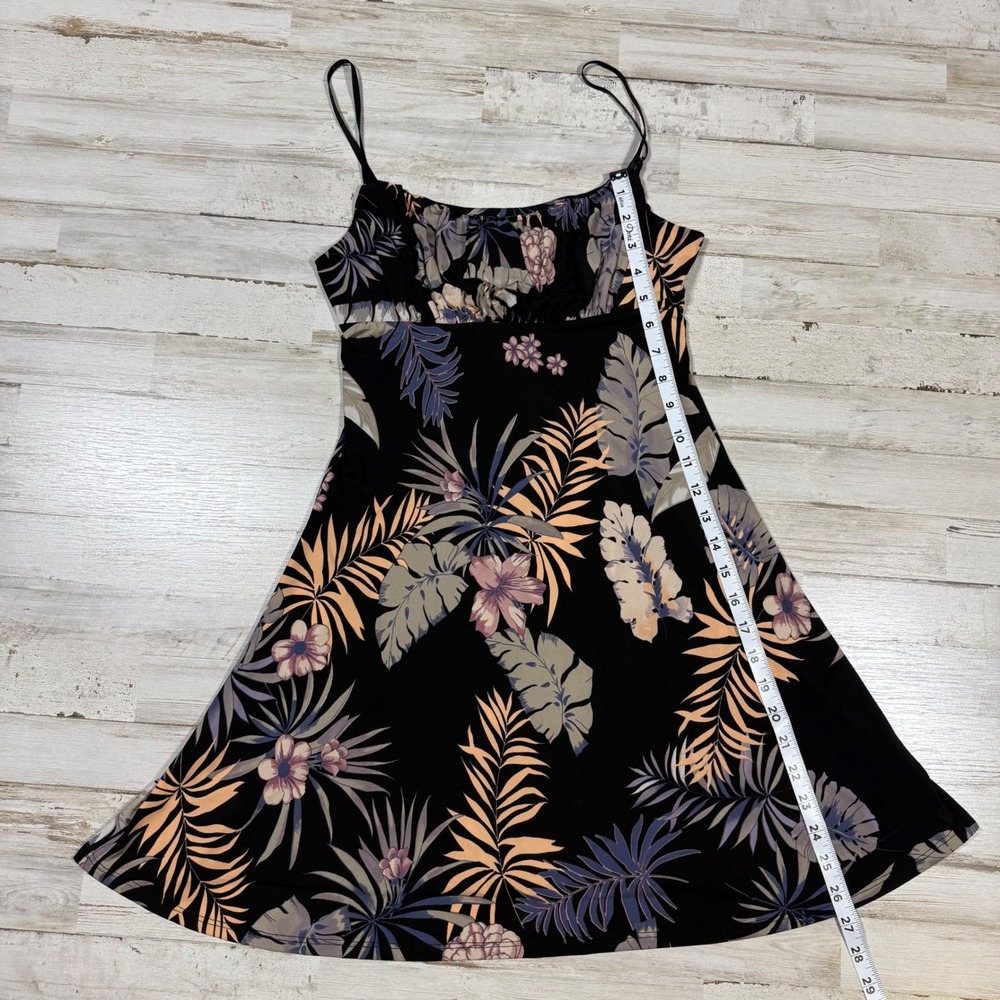 I JOAH Black Tropical Floral Print Spaghetti Strap Mini Dress Sz Junior Small - Picture 3 of 9